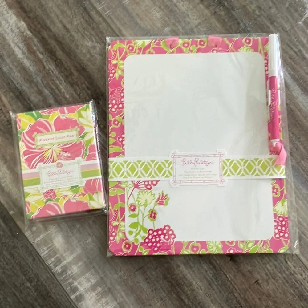 Lilly Pulitzer White Board in Bloomers & Pocket Pad in Havana Good Time NWT